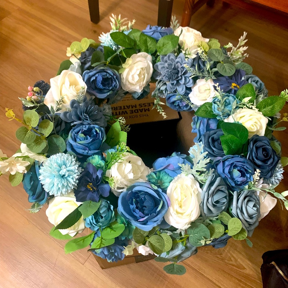 Blue floral wreath